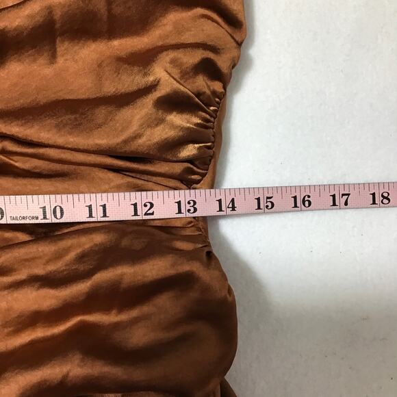 LULU'S SZ S Copper Asymmetric One-Shoulder Lace up Party Maxi Dress NEW B66 - Picture 5 of 8